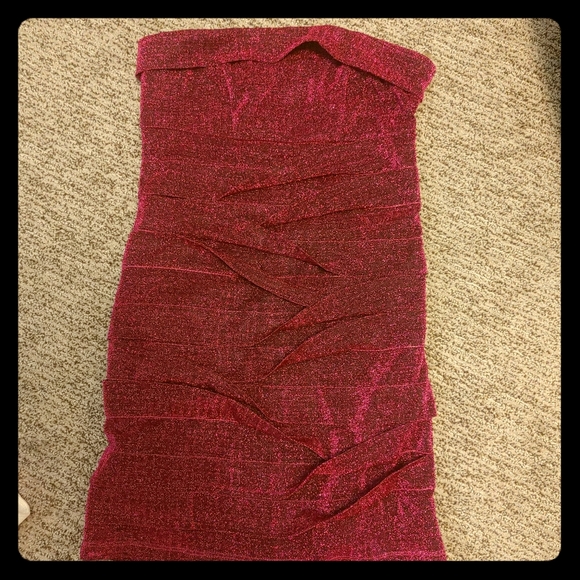 Hot pink sparkly strapless dress - Picture 1 of 3